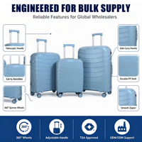 Ensemble de bagages en PP 3 pièces, 20, 24 et 28 pouces, valise rigide à roulettes, matériau PP durable, roues silencieuses, bagages de voyage