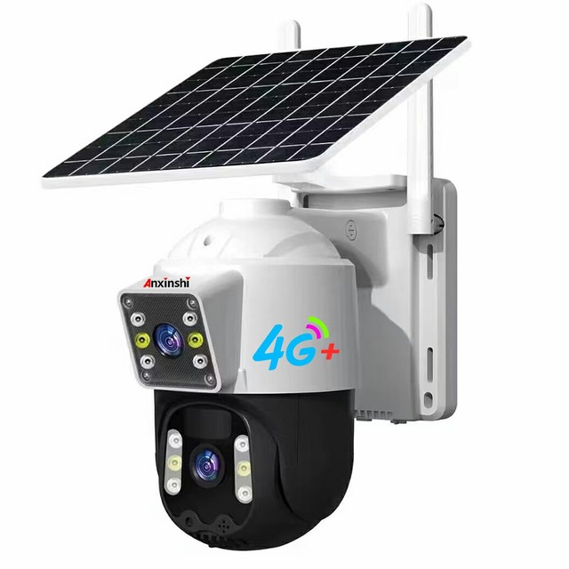 Anxinshi Factory V380PRO 4G Dual Lens Motion Detect Auto Tracking Solar PTZ Sim Card 10000mah Low-Power Battery Network Camera