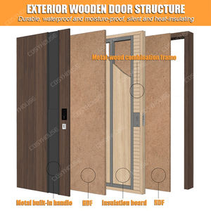 Porte d'entrée extérieure en bois massif moderne aux normes australiennes, serrure de sécurité intelligente, prévention des incendies, taille et couleur personnalisées pour - Product Image 2