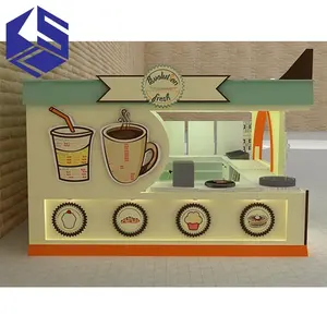 Caseta de helado para centro comercial, expositor de Crepe para aperitivos y tartas, diseño de quiosco de alimentos