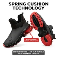 Chaussures de course montantes pour hommes en cuir PU avec semelle intermédiaire en TPU absorbant les chocs, à fermeture auto-agrippante, pour l'automne et l'hiver, style décontracté, vente en gros OEM