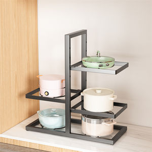 Estante organizador de ollas de cocina y baño de Metal negro de altura ajustable 8 + soporte para ollas tapa estante de almacenamiento estantes de almacenamiento para fregadero - Product Image 1