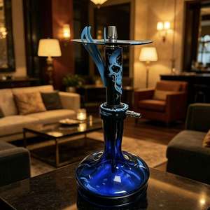 Portable Stainless Steel Hookah Single Hose Desktop Shisha Kit Mirror Finish Blue Gift Bar Use - Product Image 6