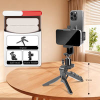 Support de téléphone double avec clip rotatif pour prise de vue horizontale et verticale, trépied portable pour téléphone, support de téléprompteur