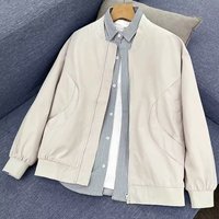 Blouson Bomber Tendance Marque Workwear Cool Décontracté Ample Version Coréenne pour Homme Veste Moto en Mélange Polyester/Coton Motif Cœur