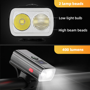 Lampe de vélo Yueli en alliage d'aluminium, phare LED rechargeable avec affichage numérique, double lampe pour vélo de route et VTT, conduite nocturne - Product Image 3