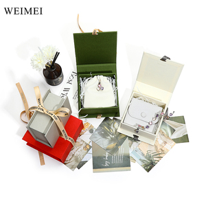 Custom Logo Magnetic Necklace Jewelry Gift Box with <b>Ribbon</b> and Gift Card Luxury Branded Paper Packaging - Product Image 5