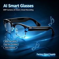 Lunettes Intelligentes IA avec Caméra HD, Enregistreur Vidéo, Microphone, Commande Vocale Mains Libres et Traduction en Temps Réel pour les Déplacements et l'Utilisation Professionnelle