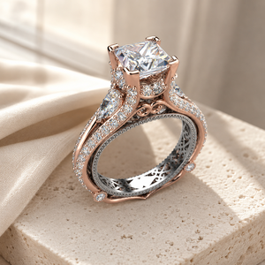 Anello Nuziale Bicolore Vintage con Zirconi per Donne, Elegante Gioiello da Dito alla Moda - Product Image 3