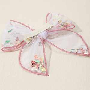 Nouvelles pinces à <span class=keywords><strong>cheveux</strong></span> en tissu à sequins pour enfants, nœuds latéraux pour filles, décoration de <span class=keywords><strong>cheveux</strong></span> en maille pour Noël et anniversaires - Product Image 2