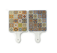 Vente en gros de dessous-de-plat en céramique marocaine à motifs dorés, avec poignée en céramique, résistant à la chaleur