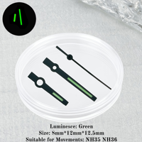 Aiguilles de montre Or, Noir, Rouge 8mm 12mm 12.5mm, Pointeurs Lumineux Bleus/Verts pour Style DateJust, Mouvements NH35/NH70/NH36/4R/7S