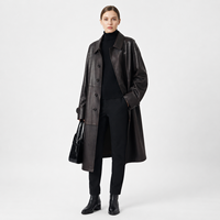 Manteau d'hiver décontracté unisexe de luxe en peau de mouton pleine fleur, coupe Balmacaan mi-longue, effet vieilli, coupe-vent
