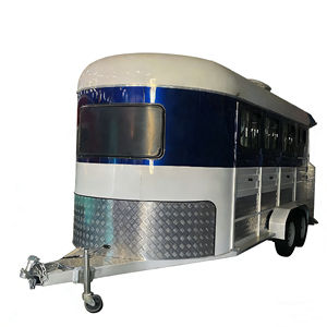 Carrito de Comida Retro de Acero Inoxidable de 4 Ruedas con Diseño de Caballo para Cafetería o Tetería, Carrito de Comida Comercial al Aire Libre de 13 pies para Bebidas Gourmet - Product Image 4