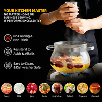 Casserole en verre borosilicate 2500 ml / 84,5 oz, pot à mijoter en verre transparent avec couvercle pour pâtes, nouilles, bouillie, dîner en famille, maison