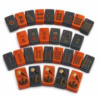 Jeu de Mahjong Américain de Luxe Wowu Entertainment pour Halloween, 166 Tuiles en Acrylique Mélaminé Gravé, Jeu de Société Familial à Frotter à la Main