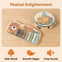 Cartoon Themed Wooden Keyboard Glockenspiel for Toddler Fine Motor Skills Music Enlightenment Educational Musical Learning Toy