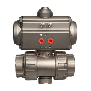 Válvula de Bola Neumática de PVC, Válvula de Bola de Control de Aire de Doble Unión con Actuador Neumático - Product Image 3
