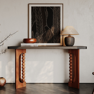 <b>Console</b> Table 59 Inch Wood Long Sofa Table Behind Couch Narrow Hallway Accent Table Unique Design - Product Image 1