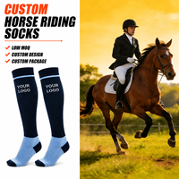 Chaussettes d'équitation unisexes personnalisées avec logo, hauteur genou, compression respirante, renforcées et durables