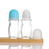 Flacon roll-on transparent en verre de 50 ml, forme irrégulière, pour déodorant liquide anti-transpirant sous les aisselles – Disponible immédiatement