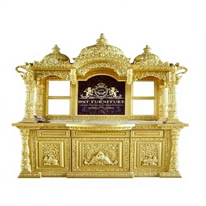Templo de Madera de Teca de Gran Tamaño para el Hogar, Templo de Madera de Teca Pintado en Dorado Puro, Artesanía en Madera de Teca para el Hogar - Product Image 1