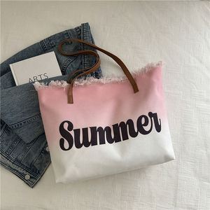 Nouveau Sac Fourre-Tout de Plage en Toile Grande Capacité avec Deux Bretelles et Fermeture Éclair, Tendance 2025 pour Femme - Product Image 2