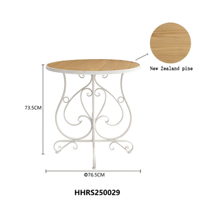 HOME European Style White Metal Base Round Wooden Top Coffee Table Living Room Accent Furniture - Product Image 4
