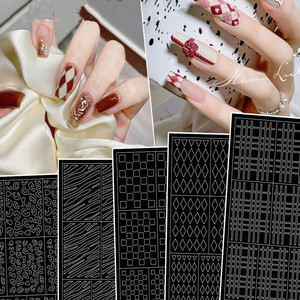 Plantillas de aerógrafo DIY para decoración de uñas: pegatinas negras huecas pintadas a mano para salón de manicura - Product Image 2