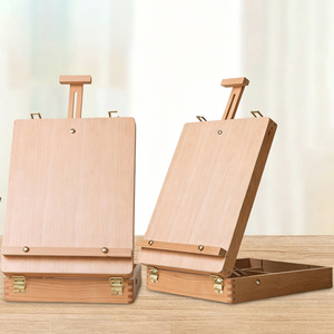 Boîte de rangement en bois de hêtre GF pour peinture à l'huile, <span class=keywords><strong>chevalet</strong></span> de <span class=keywords><strong>dessin</strong></span> d'angle arrondi pour bureau, étui de rangement pour croquis, <span class=keywords><strong>chevalet</strong></span> d'art extérieur pour peintres et étudiants - Product Image 1