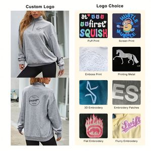 Sweat-shirt à manches longues décontracté d'hiver 100 % coton, vente en gros, vierge, personnalisable avec logo, à trous, coupe oversize, pour femmes - Product Image 3