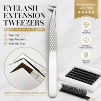 Pinces à cils antistatiques en acier inoxydable à pointe en fibre, outils professionnels pour extensions de cils, pinces à cils pour salon de beauté