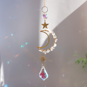 Премиальный натуральный хрустальный подвесной декор «Луна и Звезда» с колокольчиками, украшение из камня и кристаллов для дома и сада - Product Image 2