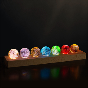 Lampe de table boule de cristal lumineuse 3D système solaire lune verre ornement artisanat avec socle en bois enfants étudiants cadeaux - Product Image 6