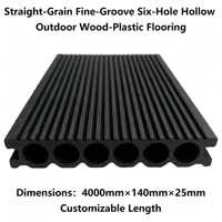 Plancher composite WPC à rainures fines et grain droit, 6 cavités, écologique, pour jardin et extérieur, 140 mm x 25 mm, longueur personnalisée