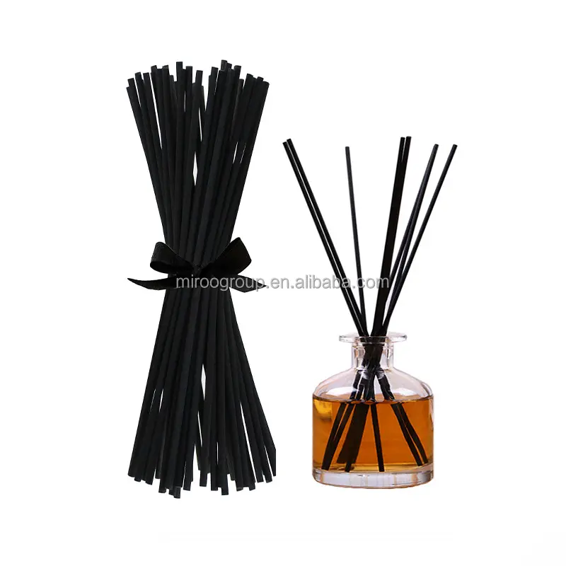 Wholesale 3mm 4mm 20cm 25cm 30cm Essential Oil Aroma Diffuser Sticks Black Rattan Reed Diffuser Fiber Sticks For Home Fragrance