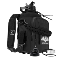 Ensemble de bouteilles d'eau tactiques de 64 oz, bouteille d'eau isolée en acier inoxydable d'un demi-gallon avec housse de transport tactique MOLLE