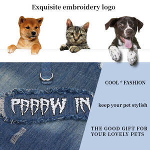 בגדי מחמד ג 'קט ג' קט חולצות חולצות אפודות כחול כהה ג 'ינס מעיל כלב גור - Product Image 5