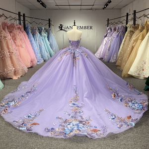 ชุดเดรสงาน Quinceanera ลายดอกไม้สีม่วงไลแลค คอทรงเรือ สำหรับสาววัย 15 ปี รุ่นยอดนิยม 1546 - Product Image 4