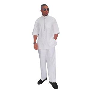 ナイジェリア南アフリカの伝統的な男性服2025新作特大シャツとパンツ2ピーススーツ男性服バケーションセット - Product Image 2