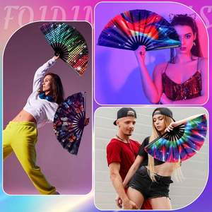 Abanicos Plegables de Bambú Grandes, Personalizados con Diseños Tradicionales de Dibujos Animados, Promocionales, de Tela Satinada - Product Image 5