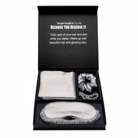 Ensemble 100% pure soie de mûrier, taie d'oreiller et masque de nuit en soie brodée sur mesure, et chouchou en soie.