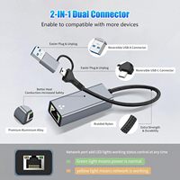 Adaptateur Ethernet Gigabit USB 3.0 Type C vers RJ45 en alliage d'aluminium haute vitesse pour ordinateur portable (Windows/Mac/Linux)