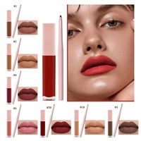 Ensemble gloss et crayon à lèvres vegan personnalisé 2-en-1, marque privée, kit lèvres mat longue tenue, OEM/ODM