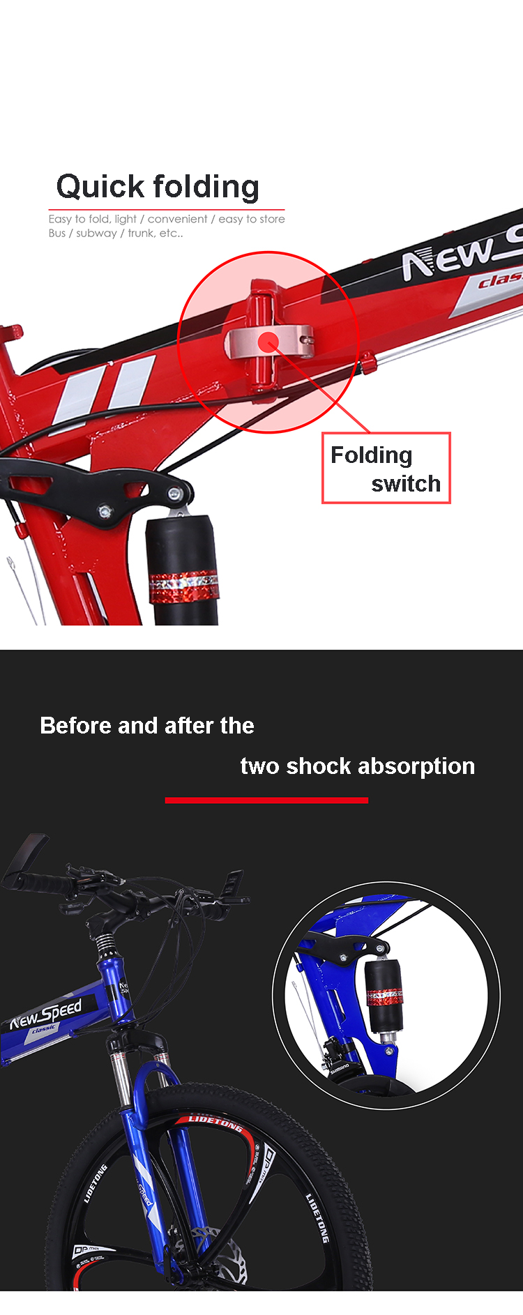 Newspeed Foldable Mountain Bike - 27.5 Inches, 21 Speed