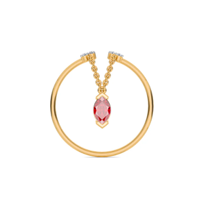 Collar de Lujo Premium para Mujer con Colgante de Piedra Marquesa, Cadena de Círculo Abierto en Color Dorado, Joyería Elegante de Moda, Regalo - Product Image 2