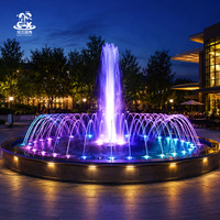 Fuente de Agua de Dos Niveles para Exteriores, Lámpara LED Colorida, Fuente de Acero Inoxidable para Paisajes, Decoración para Calles Comerciales y Parques