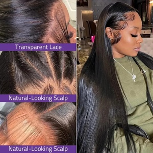 วิกผมตรงแบบลูกไม้ด้านหน้า ความหนาแน่น 200% <span class=keywords><strong>ผม</strong></span>แท้  ถอนขนมาแล้ว  ขนาด 13x6  วิกผมลูกไม้ด้านหน้าแบบใส HD สีดำธรรมชาติสำหรับผู้หญิง - Product Image 4