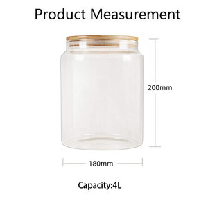 Pot de conservation en <span class=keywords><strong>verre</strong></span> borosilicate de grande capacité 4L avec couvercle hermétique en bambou, bocal en <span class=keywords><strong>verre</strong></span> transparent <span class=keywords><strong>à</strong></span> large ouverture pour la maison - Product Image 6