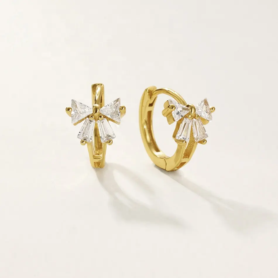 Nagosa boutique femmes bijoux 18k or vermeil 925 argent sterling zircon cubique papillon arc boucles d'oreilles